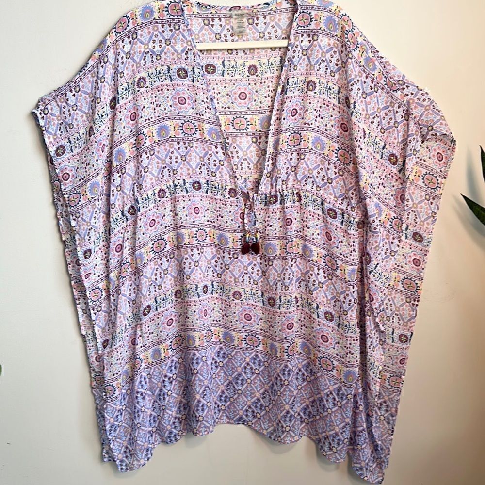 Blue/Rod Beattie Printed Swimsuit Kaftan Cover-up S